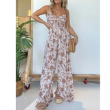 Floral Suspender Wide-Leg Jumpsuit (Buy 2 Free Shipping)