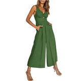 NEW SUMMER V NECK CUTOUT WIDE LEG JUMPSUITS