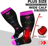 Colorful Pattern Plus Size Compression Socks(3 Pairs)