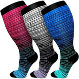 Colorful Pattern Plus Size Compression Socks(3 Pairs)