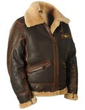 Sheepskin fur pilot jacket