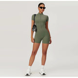 Zipper Short Sleeve Yoga Bodysuit