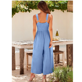 NEW SUMMER V NECK CUTOUT WIDE LEG JUMPSUITS