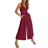 NEW SUMMER V NECK CUTOUT WIDE LEG JUMPSUITS