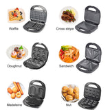 6 in 1 Waffle Maker Sandwiches Donut Cakes Barbecue Breakfast Machine