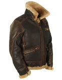 Sheepskin fur pilot jacket