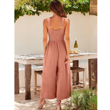 NEW SUMMER V NECK CUTOUT WIDE LEG JUMPSUITS