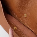 Pure colour simple leather shoulder bag