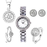 Lushika's new diamond-encrusted fashionable quartz watch five-piece set