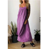 Women's Simple Cotton Linen Sling Dress