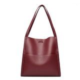 Pure colour simple leather shoulder bag