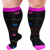 Colorful Pattern Plus Size Compression Socks(3 Pairs)