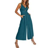 NEW SUMMER V NECK CUTOUT WIDE LEG JUMPSUITS