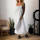 Women's Simple Cotton Linen Sling Dress