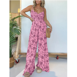 Floral Suspender Wide-Leg Jumpsuit (Buy 2 Free Shipping)