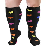 Colorful Pattern Plus Size Compression Socks(3 Pairs)