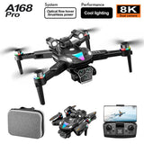 🔥(FREE SHIPPING)🔔 Drone with 8K camera for adults, A168 rc quadcopter with auto return, follow me, brushless motor, circular flight, waypoint, altitude hold, headless mode, 28 minutes long flight time!!