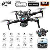 🔥(FREE SHIPPING)🔔 Drone with 8K camera for adults, A168 rc quadcopter with auto return, follow me, brushless motor, circular flight, waypoint, altitude hold, headless mode, 28 minutes long flight time!!