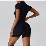 Zipper Short Sleeve Yoga Bodysuit