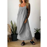 Women's Simple Cotton Linen Sling Dress