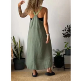 Women's Simple Cotton Linen Sling Dress