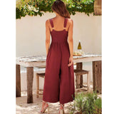 NEW SUMMER V NECK CUTOUT WIDE LEG JUMPSUITS