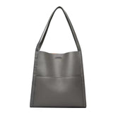 Pure colour simple leather shoulder bag