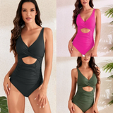 🔥🔥Womens One Piece Swimsuits Push Up Tummy Control Bathing Suits V Neck Cutout Modest Swimwear