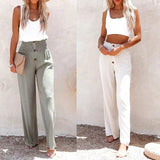 2024 Hot Sale🔥Linen Blend High Rise Smocked Pants