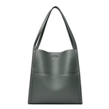 Pure colour simple leather shoulder bag