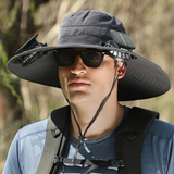 🔥Summer Promotion⚡ - Outdoor Wide-Brimmed Sun Hat with Solar Fan