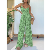 Floral Suspender Wide-Leg Jumpsuit (Buy 2 Free Shipping)