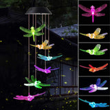 Outdoor Solar Wind Chime Lamp Hummingbird Butterfly Ball Wind Chime Garden Decoration