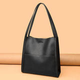 Pure colour simple leather shoulder bag