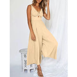 NEW SUMMER V NECK CUTOUT WIDE LEG JUMPSUITS