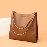 Pure colour simple leather shoulder bag