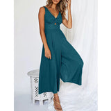 NEW SUMMER V NECK CUTOUT WIDE LEG JUMPSUITS