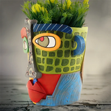 😍 Handmade Picasso Brutalist Abstract Beauty Face Flower Pot