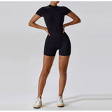 Zipper Short Sleeve Yoga Bodysuit