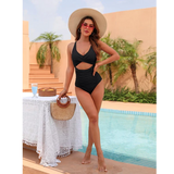 🔥🔥Womens One Piece Swimsuits Push Up Tummy Control Bathing Suits V Neck Cutout Modest Swimwear