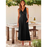 NEW SUMMER V NECK CUTOUT WIDE LEG JUMPSUITS