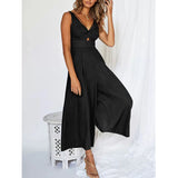 NEW SUMMER V NECK CUTOUT WIDE LEG JUMPSUITS