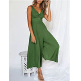 NEW SUMMER V NECK CUTOUT WIDE LEG JUMPSUITS