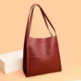 Pure colour simple leather shoulder bag