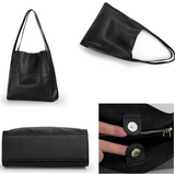 Pure colour simple leather shoulder bag