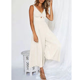 NEW SUMMER V NECK CUTOUT WIDE LEG JUMPSUITS