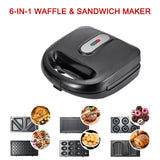 6 in 1 Waffle Maker Sandwiches Donut Cakes Barbecue Breakfast Machine