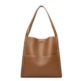 Pure colour simple leather shoulder bag