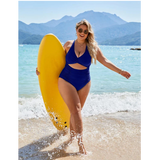 🔥🔥Womens One Piece Swimsuits Push Up Tummy Control Bathing Suits V Neck Cutout Modest Swimwear