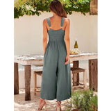 NEW SUMMER V NECK CUTOUT WIDE LEG JUMPSUITS